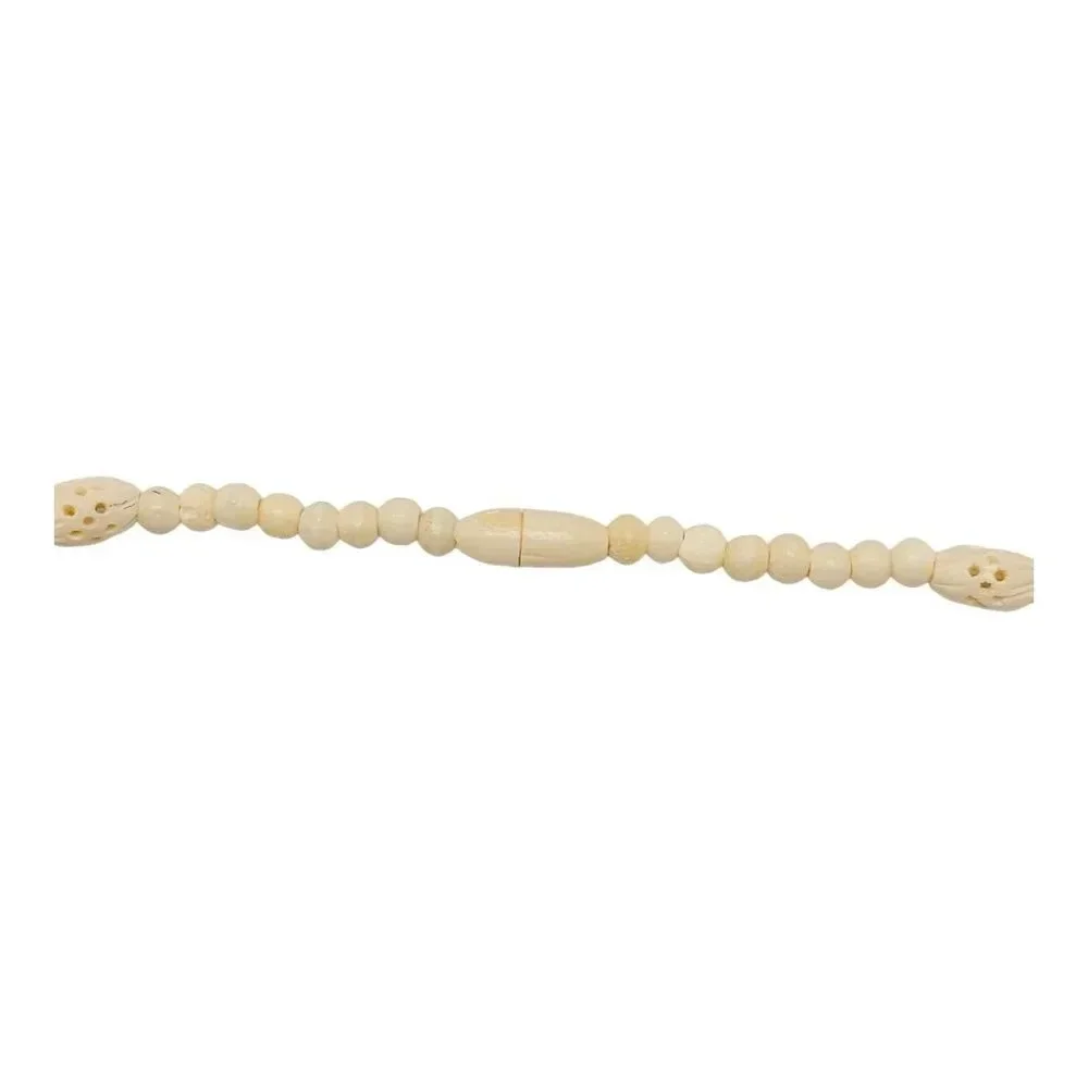 Bovine Bone Bead Beaded Flower Carved Statement Necklace